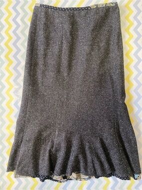 Insight Black Sparkle Tweed A-Line Flare Hem Skirt